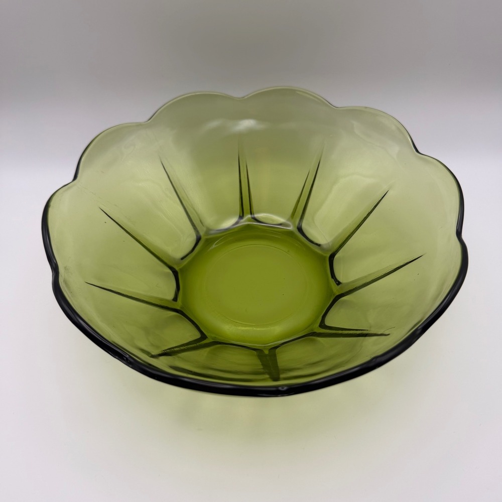 Anchor Hocking Swedish Modern Dessert Bowl 8" Avocado Green Vintage - Picture 7 of 7